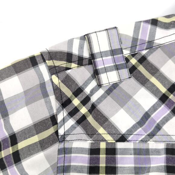 Most Official Seven MO7 Mens Checkered Button Down Short Sleeve Shirt - Size L - Picture 8 of 12